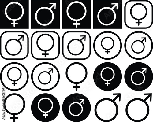 Set of Male and Female Gender Symbol Icons