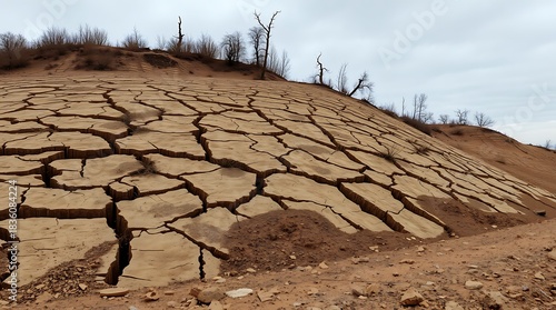 Degraded Hillside with Deep Soil Fractures