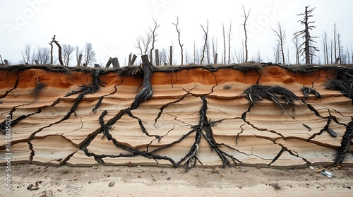 Erosion Cracks on Deforested Terrain

