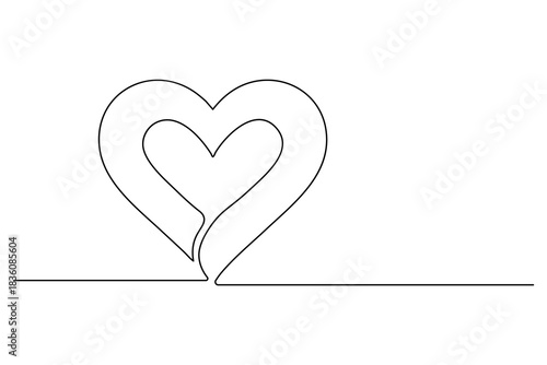 Continuous line heart design created with soft minimalist curves for modern elegant romantic abstract illustration work