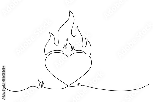 Modern minimalist heart illustration drawn with smooth curved lines for elegant romantic abstract artwork use