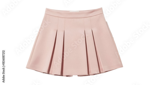 Pale pink pleated mini skirt isolated PNG on transparent background, fashionable apparel for women and girls, stylish clothing item