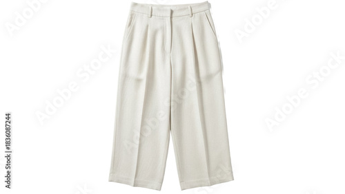 Beige culottes pants isolated PNG on transparent background, stylish wide-leg trousers for women s fashion and casual wear