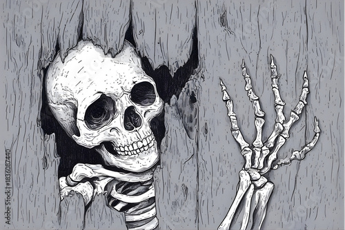 A scary black vector illustration of a skull and crossbones symbol representing danger, death, and human anatomy for a spooky Halloween tattoo or pirate art.