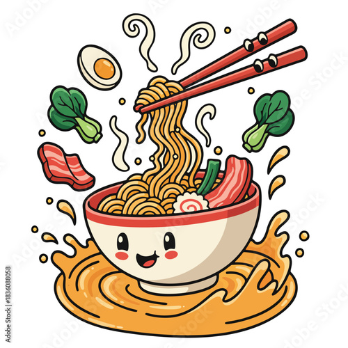 A logo of noodle ramen that reflects a popular food that is delicious and of high quality to attract consumers.