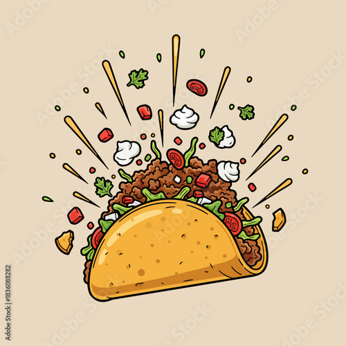 A logo of tacos that reflects a popular food that is delicious and of high quality to attract consumers.
