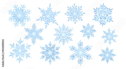 Collection of Unique Blue Snowflakes