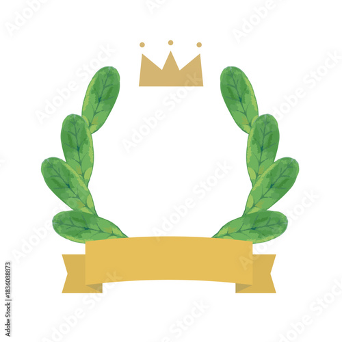 月桂樹ランキング＿王冠とリボンイラスト