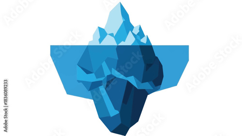 A geometric illustration depicting an iceberg with visible underwater portion