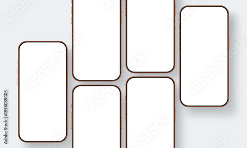 Modern smartphones with empty screens, ready for adding mobile design or app interface