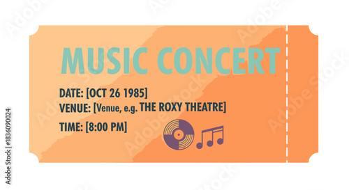 Vintage Music Concert Ticket for October 26 1985 at The Roxy Theatre.