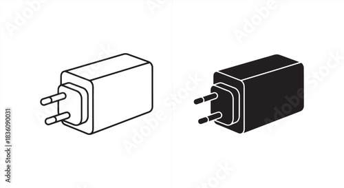 Electrical adapter vector icon isolated on in outline style