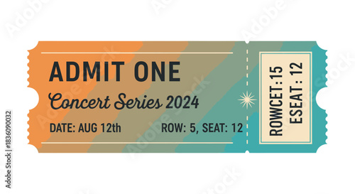 Admit One Concert Ticket for August 12th 2024 Row 5 Seat 12.