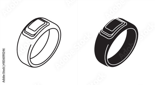 Two signet rings isolated on