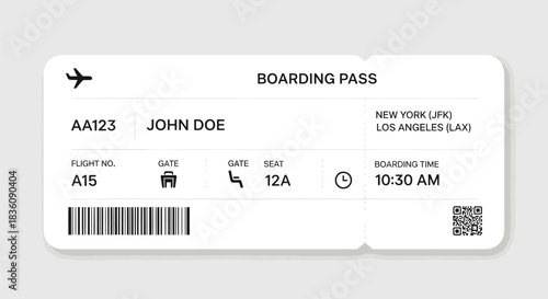 Closeup of a Boarding Pass for Air Travel with Passenger Information.