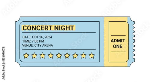 Concert Night Ticket for October 26 2034 at City Arena.