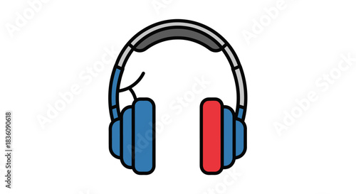 Headphones with Blue and Red Earpads A Modern Audio Accessory.