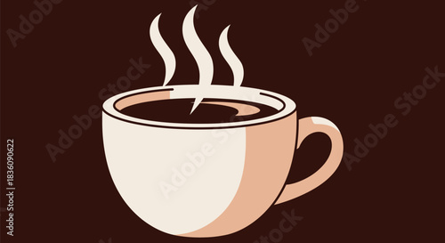 Steaming Cup of Coffee Illustration.
