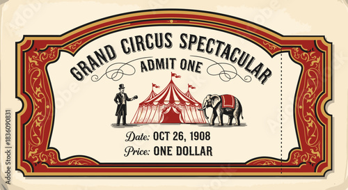 Vintage Circus Ticket for Grand Circus Spectacular.