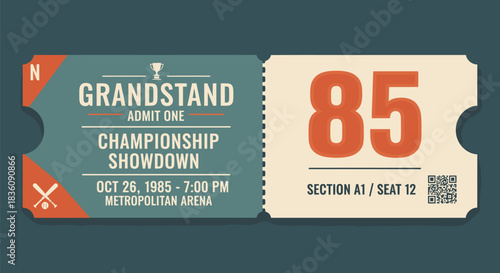 Vintage Grandstand Championship Showdown Ticket with Seat Number 85.