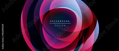 Abstract flowing layers, vibrant colors. Pink, purple, blue hues create dynamic visual effect. Modern design element for backgrounds.