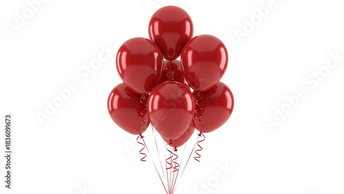 Canvas Print Bunch of red balloons isolated PNG on transparent background, festive party deco