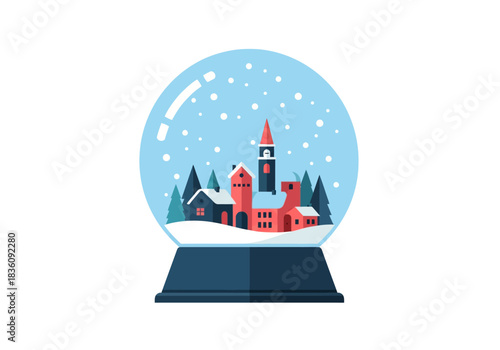 A charming festive Art illustration of a cozy winter wonderland snow globe, capturing the magical spirit of the natal season and the serene ambiance of december