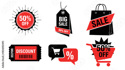 Dynamic Collection of Promotional Graphics for Seasonal Sales Events and Exclusive Discount Offers, Perfect for Marketing Campaigns and Online Retail Promotions