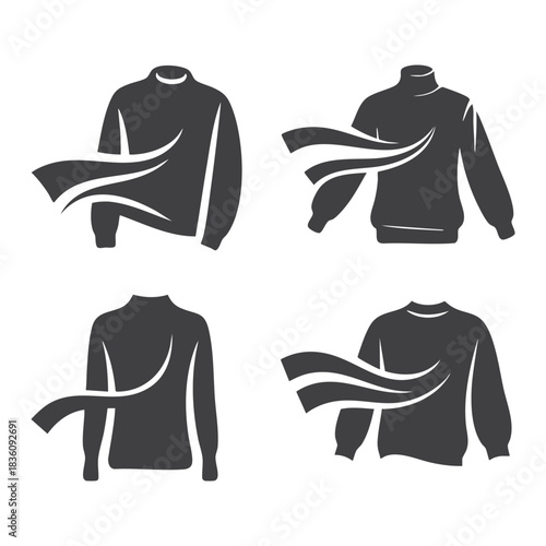 Silhouette Set of Casual and Formal Upper Body Clothing  Vector Fashion Icons