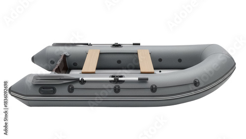 Εκτύπωση καμβά Gray inflatable boat PNG isolated on transparent background, rubber dinghy with