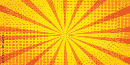 Abstract sunburst vector illustration with bright orange and yellow rays and starburst design