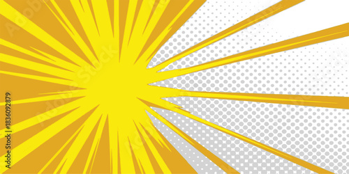 Abstract background vector illustration of a bright summer sunburst with yellow and orange light rays