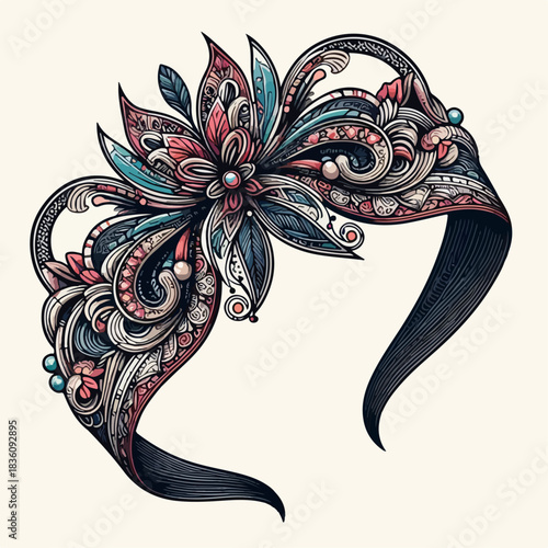 Illustration of a woman's headband with an abstract pattern