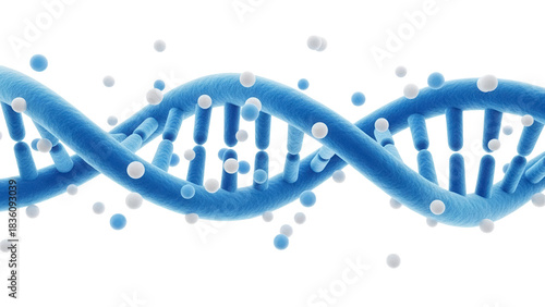 Canvas Print Blue DNA molecule isolated PNG on transparent background, genetic code helix for