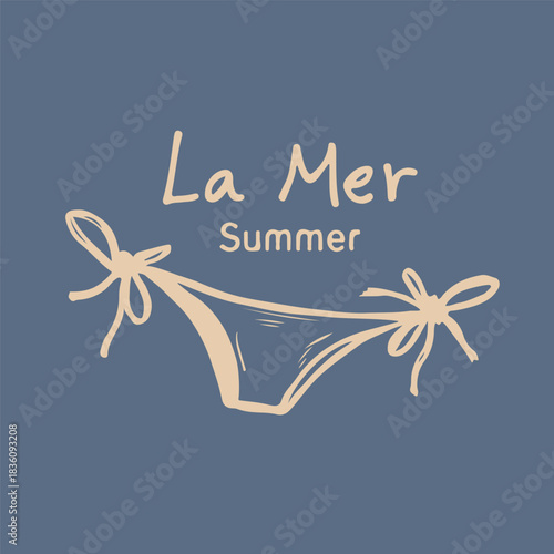 Bikini Swimsuit Sketch Line Drawing, Vector Line Art Background for Summer and Coastal, Travel Design. Vacation Symbol of Bikini Minimalist Hand Drawn Style, Sketch Contour Art.	