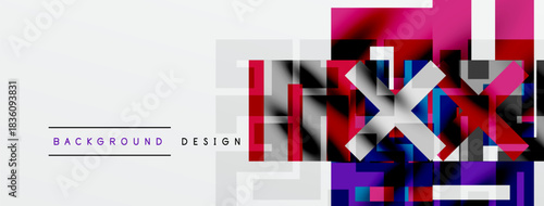 Abstract geometric design. Bright colors, squares, rectangles create dynamic composition. Modern style, suitable for backgrounds.