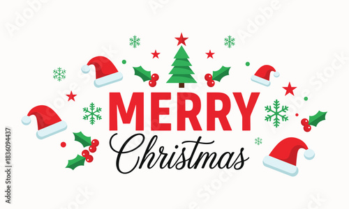 a playful christmas tree with stars and bold typography forms a cheerful holiday design perfect for cards, posters, and seasonal digital projects.