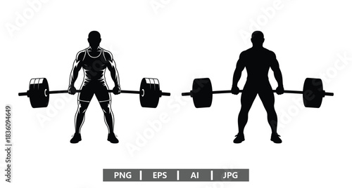 Powerful weightlifter lifting heavy barbell in intense strength training