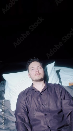 Wallpaper Mural Man Sitting Down Then Lying Back on Bed Torontodigital.ca