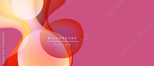 Abstract fluid shapes overlap, creating vibrant color gradients. Pink dominates background, orange accents present. Text reads background design.