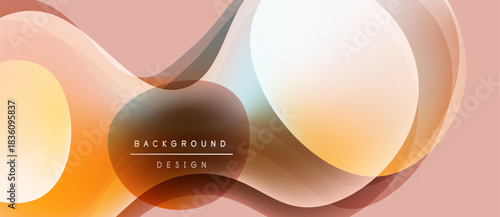 Abstract flowing shapes, warm colors, peach tones dominate. Modern design with gradient effects, suitable for backgrounds.