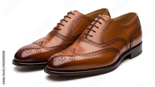 Wallpaper Mural Pair of brown leather Oxford shoes, featuring brogue detailing, laces, and a polished finish Torontodigital.ca