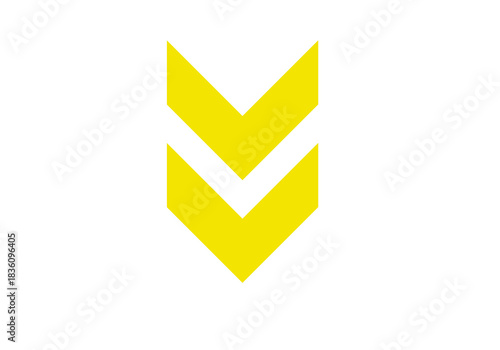 Yellow one arrow icon, blue color arrow indicator Symbol