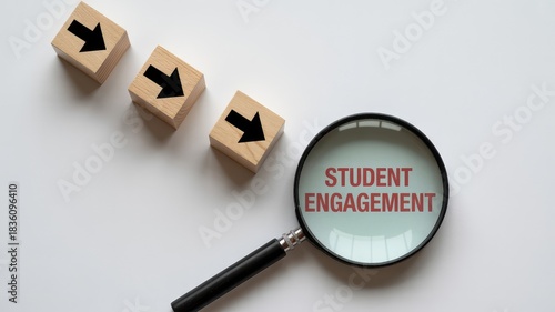 Boost student engagement insights with focused learning analytics and strategic development for education, showing growth with blocks and magnifying glass