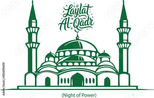 Laylat ul Qadr special night in Ramadan typography text with vector illustration of mosque vector 