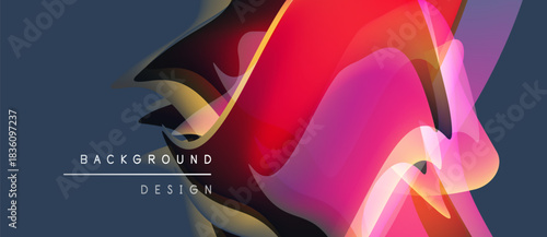 Abstract vibrant shapes overlap, creating dynamic colorful background. Modern design utilizes gradients, pinks, blues, yellows.