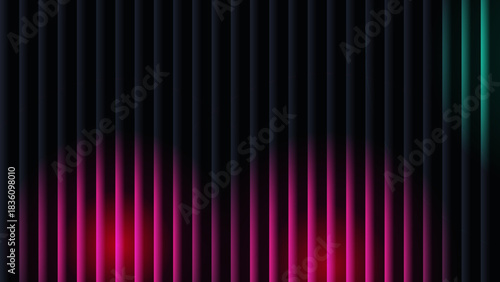 Modern Dark Blue Abstract Geometric Vertical Strips Background with Vibrant Pink Teal Gradient Light Effects Illustration