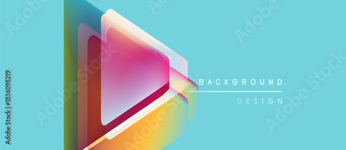 Abstract play button design. Vibrant colors blend, creating dynamic visual effect. Modern, clean aesthetic suitable for backgrounds.