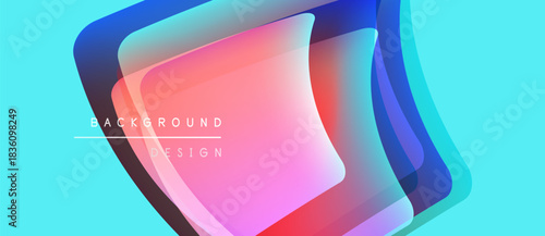 Abstract layers create vibrant gradient effect. Blue, pink, purple hues blend seamlessly. Modern design element for backgrounds.