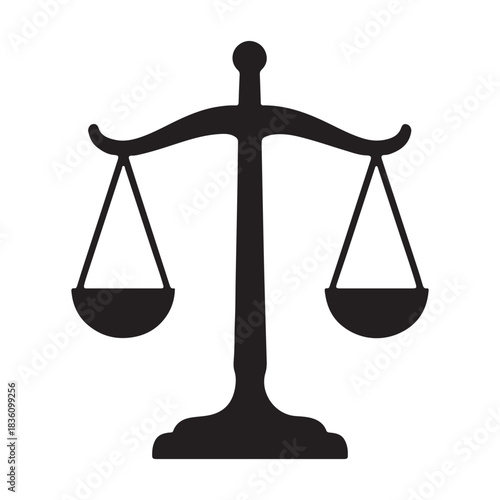 Hanging scales of justice balance icon vector silhouette